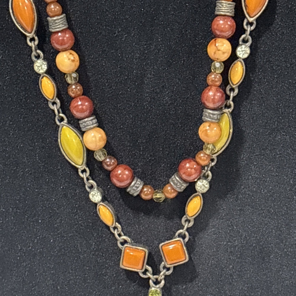 Lot Of 2 Unmarked Amber/Gold Necklaces - Picture 7 of 16